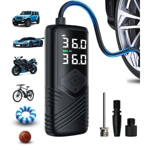 AerMotor 10,000mAh 150PSI Portable Cordless Air Compressor for $21