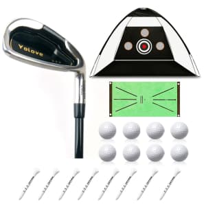 Golf Training Set with Graphite Club and Practice Net for $39