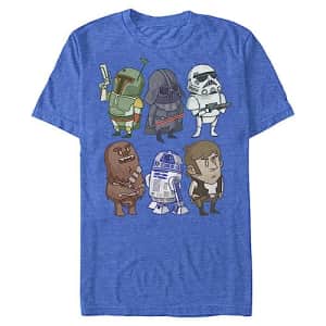 Star Wars Men's Doodles T-Shirt, Royal Blue Heather, Small for $17