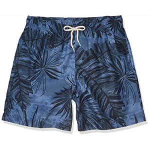 Cubavera Men's Full Elastic Swim Short, Palm Leaf Ensign Blue, Small for $22