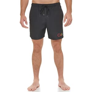 Calvin Klein Men's Standard UV Protected Quick Dry Swim Trunk, Black, X-Large for $25