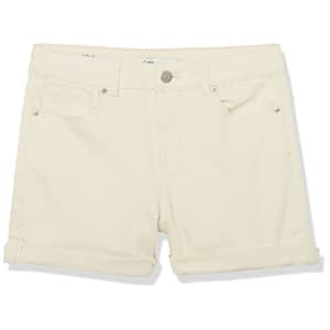 Calvin Klein Girls' Boyfriend Fit Stretch Denim Shorts, Seed Pearl/Cuff, 8 for $18