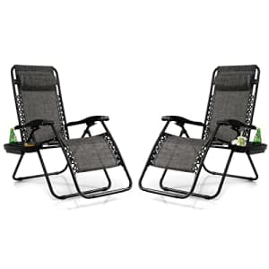 Tangkula Set of 2 Zero Gravity Chair, Folding Patio Lounge Chair Adjustable Outdoor Recliner with for $100