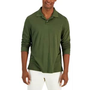 Alfani Men's Regular-Fit Long-Sleeve Supima Polo Shirt for $9