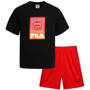 Fila Boys' Active Shorts Set - 2 Piece Dry Fit T-Shirt and Performance Gym Shorts - Activewear for $12