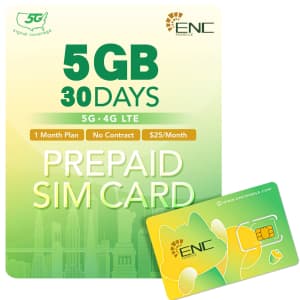 ENC Mobile 5GB 30-Day Pre-Paid Dual Number Sim Card for $10 ENC Mobile 5GB 30-Day Pre-Paid Dual Number Sim Card for $10