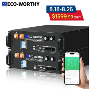 Eco-Worthy 48V 100AH LiFePO4 3U Lithium Server Rack Battery 2-Pack for $1,600