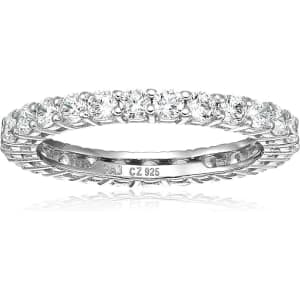 Amazon Essentials Eternity Band Cubic Zirconia Sterling Silver Stacking Ring for $6