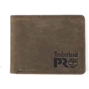 Timberland PRO Men's Slim Leather RFID Bifold Wallet for $20