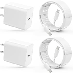 6-Foot USB-C Cable and Wall Charger 2-Pack for $7