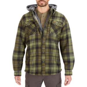 Smith's Men's Workwear Plaid Sherpa-Lined Microfleece Hooded Shirt Jacket for $34