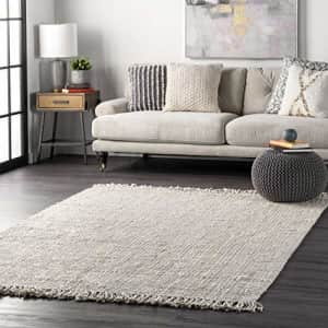 nuLOOM Hand Woven Chunky Natural Jute Farmhouse Area Rug, 4' Square, Off-white for $65