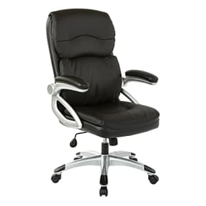 Office Star ECH Series Bonded Leather Executive Chair with Lumbar Support and Padded Flip Arms, for $213