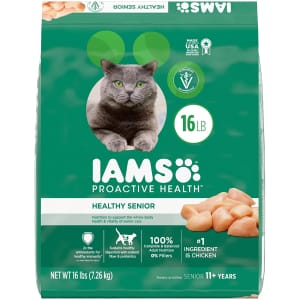 IAMS Proactive Health Healthy Senior Dry Cat Food 16-Lb. Bag for $32