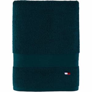 Tommy Hilfiger Solid Color Bath Towel 1 Piece - 30 X 54 Inches, 100% Cotton 574 GSM (Dark Green) for $18
