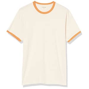 Amazon Essentials Men's Short-Sleeve Ringer T-Shirt (Previously Goodthreads), Orange/Ecru, Large for $19