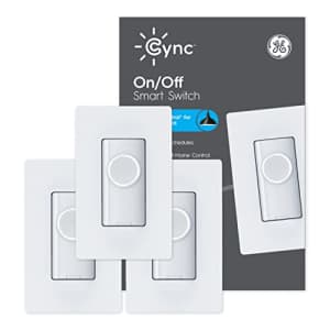 GE CYNC Smart Light Switch On-Off Button Style, Neutral Wire Required, Bluetooth and 2.4 GHz Wi-Fi for $57