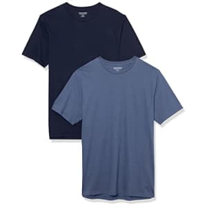 Amazon Essentials Men's 2-Pack Slim-Fit Short-Sleeve Crewneck T-Shirt, Navy/Dark Blue, Medium for $8