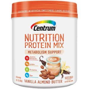 Centrum Nutrition Protein Mix Metabolism Support, Vanilla Almond Butter Flavor | Gluten Free, for $27 Centrum Nutrition Protein Mix Metabolism Support, Vanilla Almond Butter Flavor | Gluten Free, for $27