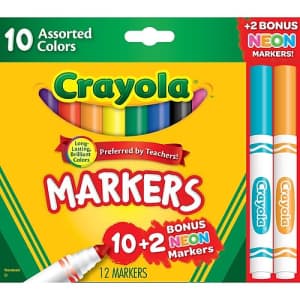 Crayola Classic Assorted Markers 12-Pack for for $1 Crayola Classic Assorted Markers 12-Pack for for $1