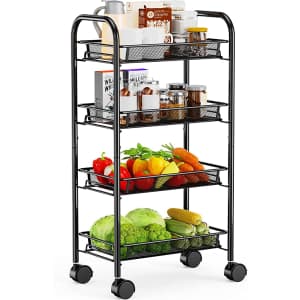 4-Tier Mesh Wire Rolling Cart for $26