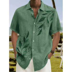 Men's Leaves Graphic Print Summer Shirt: 2 for $20