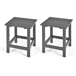 Giantex Outdoor Side Table, 15 Square Wood End Table with Slatted Design, Sturdy Construction, Easy for $75