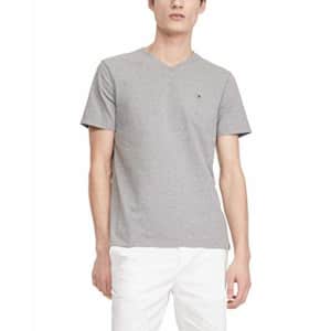 Tommy Hilfiger Men's Short Sleeve V Neck T Shirt, Sport Grey Heather, XS for $15