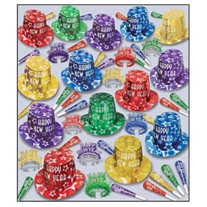 Beistle Gem Star New Year's Eve Assortment for 100 People Party Favors and Supplies-Hats, Tiaras, for $179