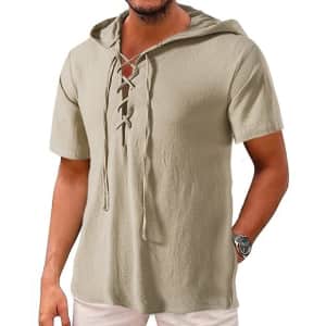 Men's Hooded Casual Summer Shirt for $6