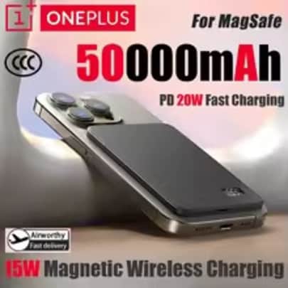 OnePlus 50,000mAh Ultra Thin Magnetic Wireless Power Bank: $24.74