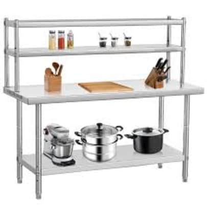 Garvee 30" x 24" x 55" Stainless Steel Table w/ Overshelves: $115