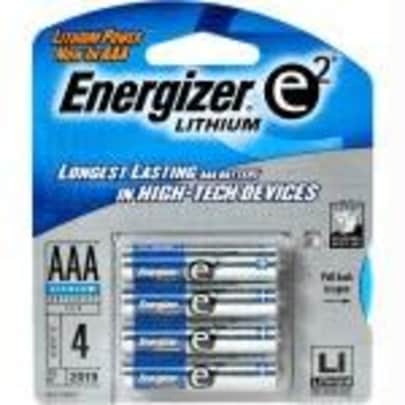 Energizer AAA e2 Lithium 4 Batteries in Retail Pack L92 for $55 Energizer AAA e2 Lithium 4 Batteries in Retail Pack L92 for $55