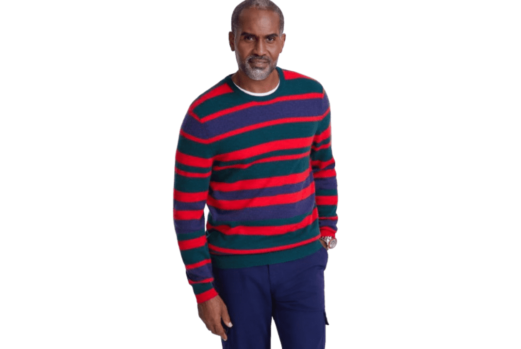 Club Room Men's Stripe 100% Cashmere Crewneck Sweater: $19.96
