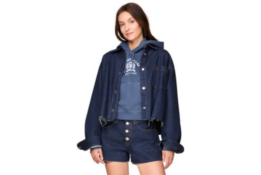 Tommy Jeans Women's 100% Cotton Cropped Shirt Jacket: $23.16