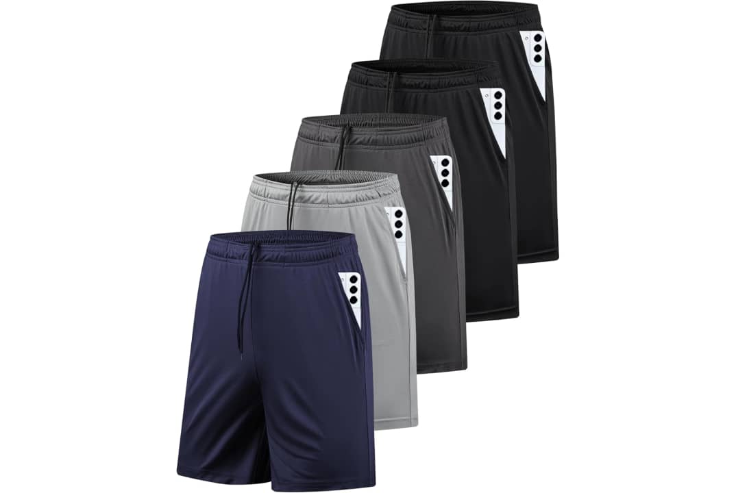 Men's Athletic Gym Shorts 5-Pack (L only): $19.99