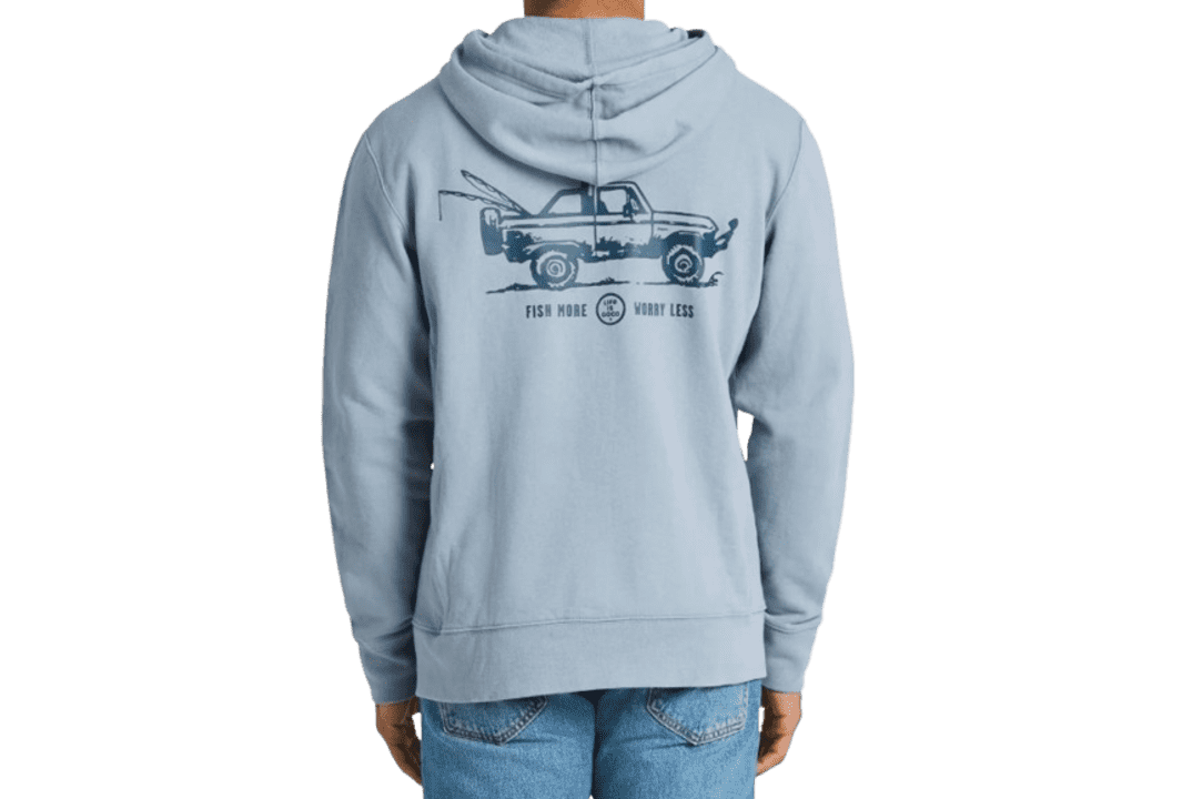 Life Is Good Men's "Fish More" Full-Zip Hoodie: $20