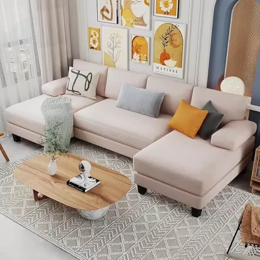 114" U-Shaped Sectional Sofa w/ Double Chaises: $286