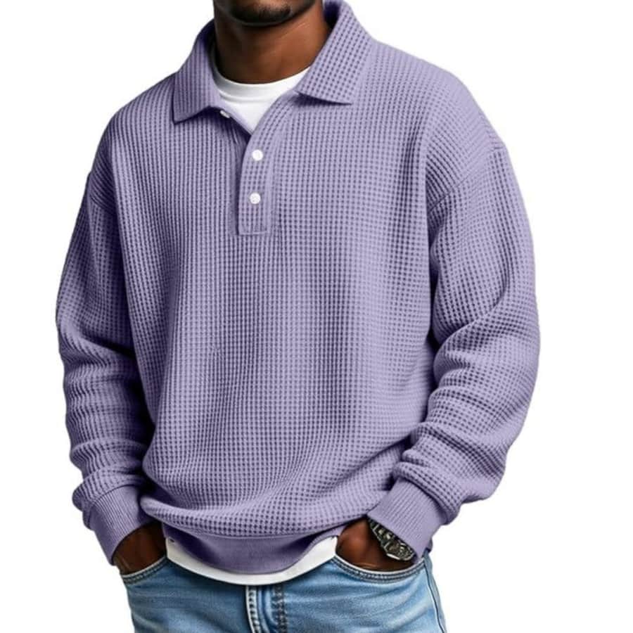 Men's Long Sleeve Waffle Polo Shirts: 2 for $19