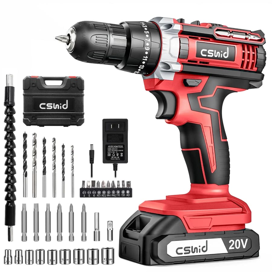 20V Cordless Power Drill w/ 34-Piece Set: $30