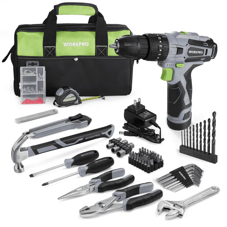 Workpro 12V Cordless Drill and Hand Tools 177-Piece Set: $46 Workpro 12V Cordless Drill and Hand Tools 177-Piece Set: $46