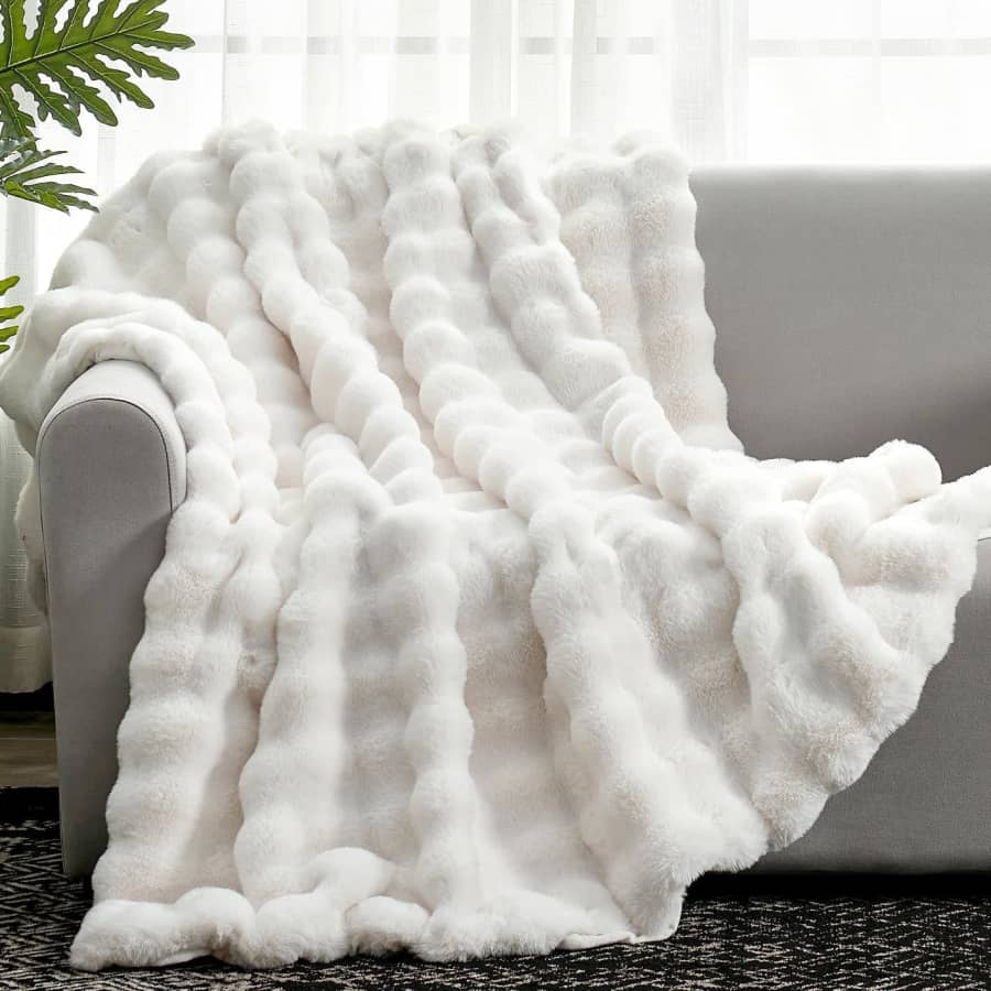 Cozy Bliss Faux Fur Throw Blanket: $30