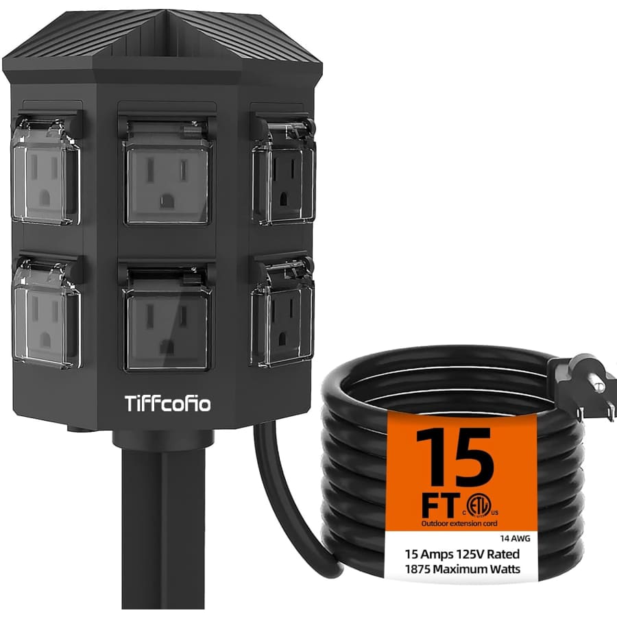 6-Outlet Outdoor Weatherproof Power Strip w/ 15-Foot Extension Cord: $18