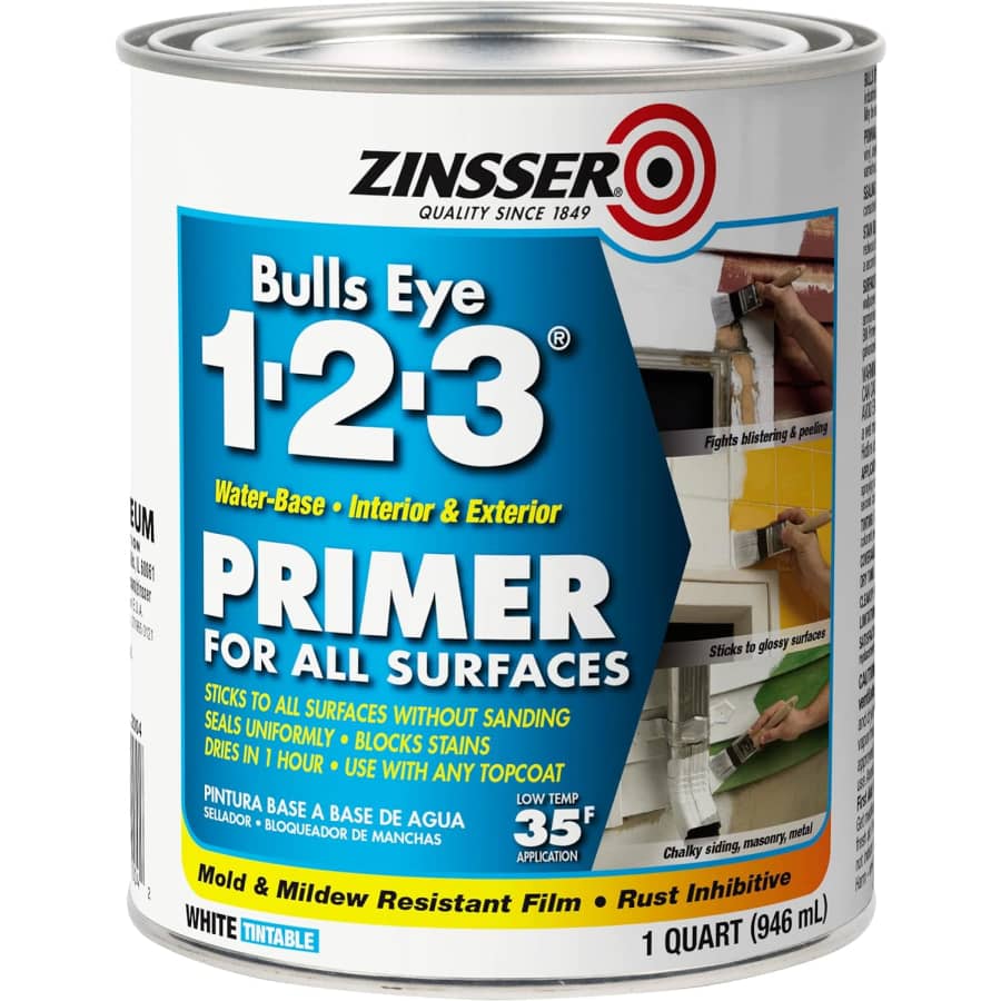 Rust-Oleum Zinnser Bulls Eye 1-2-3 Water-Based Stain Blocking 1-Quart Primer/Sealer: $15