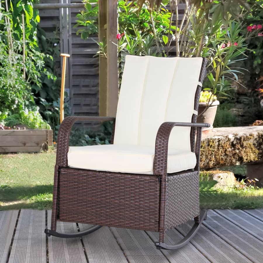 Outdoor Rattan Rocking Chair: $129 Outdoor Rattan Rocking Chair: $129