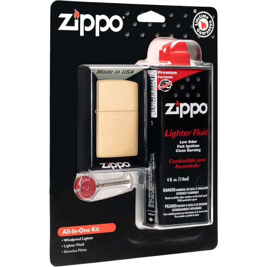 Zippo All-in-One Kit with Brushed Brass Windproof Lighter: $14