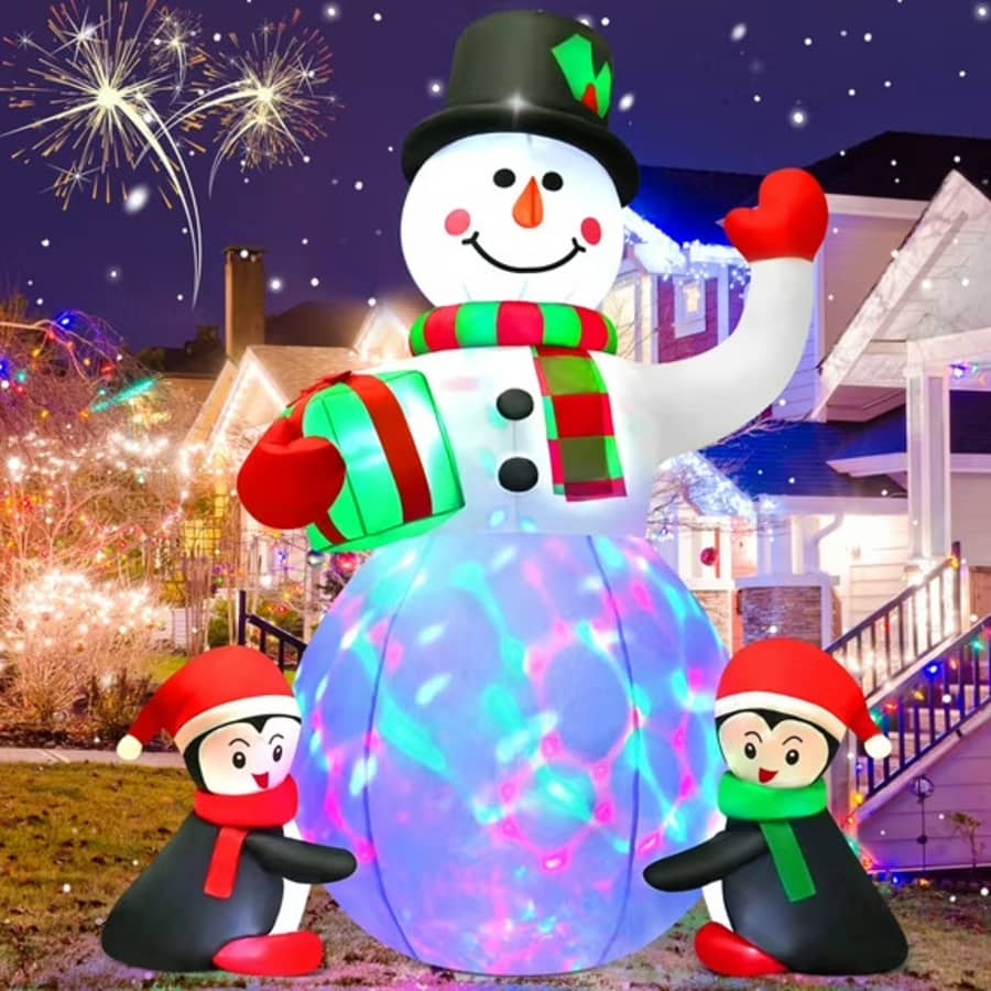 Yexmas 6.3-Foot Christmas Inflatable Snowman with Penguins: $31.99