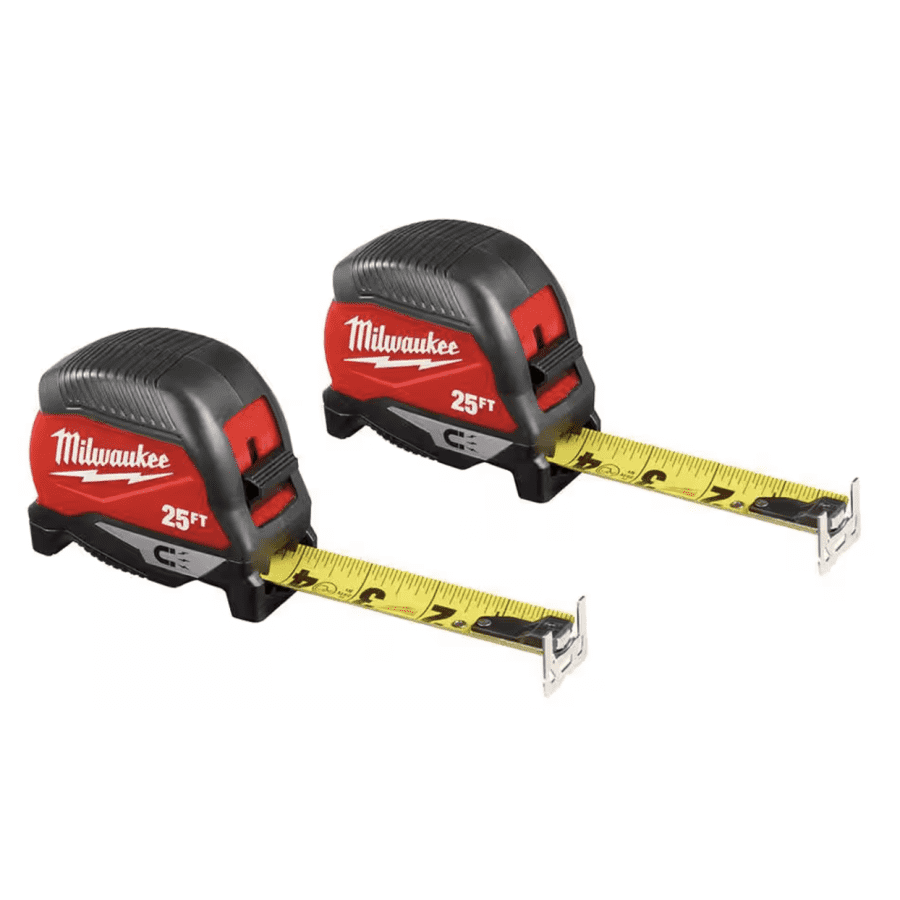 Milwaukee 25-Foot Compact Magnetic Tape Measure 2-Pack: $20