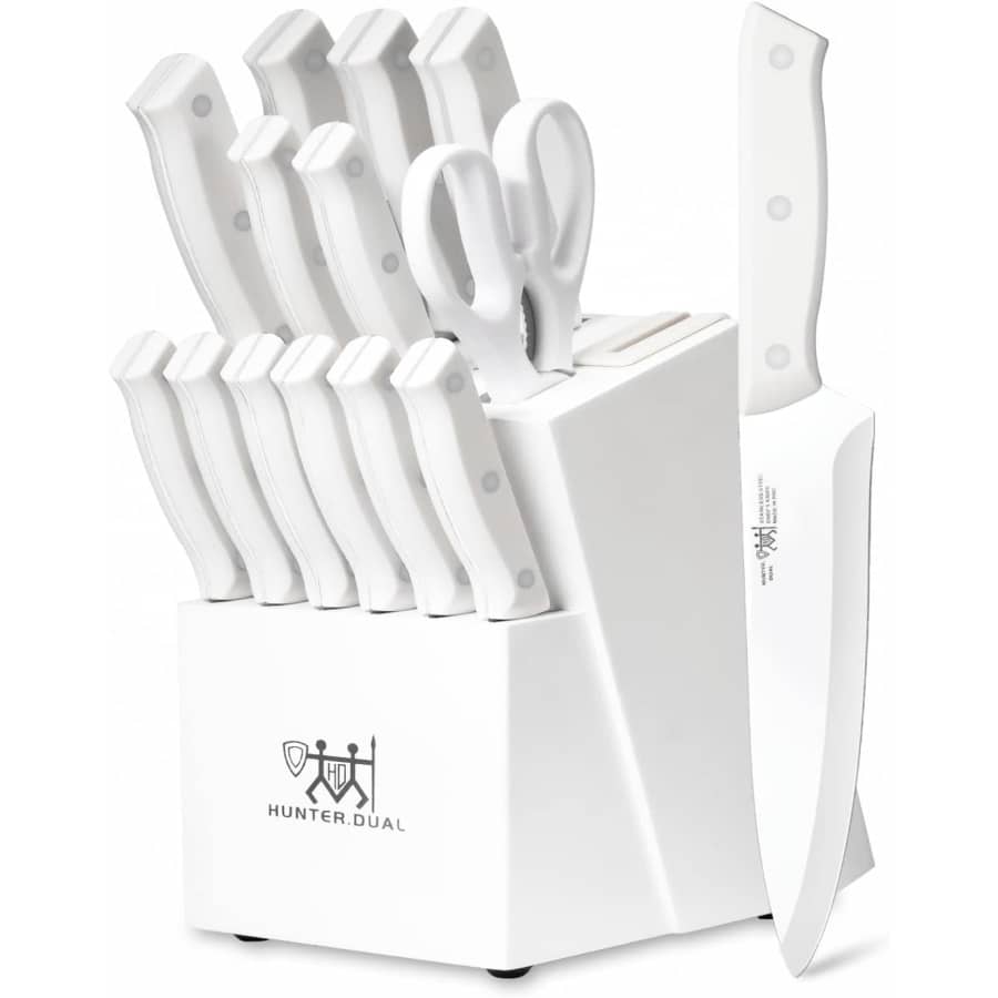 Hunter.Dual 15-Piece Kitchen Knife Set with Block: $28.49