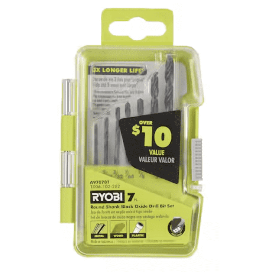 Ryobi Black Oxide Round Shank Drill Bit Set: $2.97